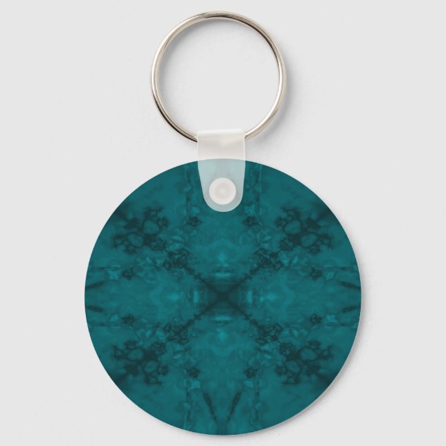 Green star kaleidoscope pattern keychain (Front)
