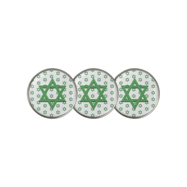 Green Star of David Seamless Golf Ball Marker (3 Up)
