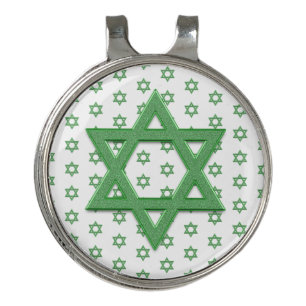 Green Star of David Seamless Golf Hat Clip