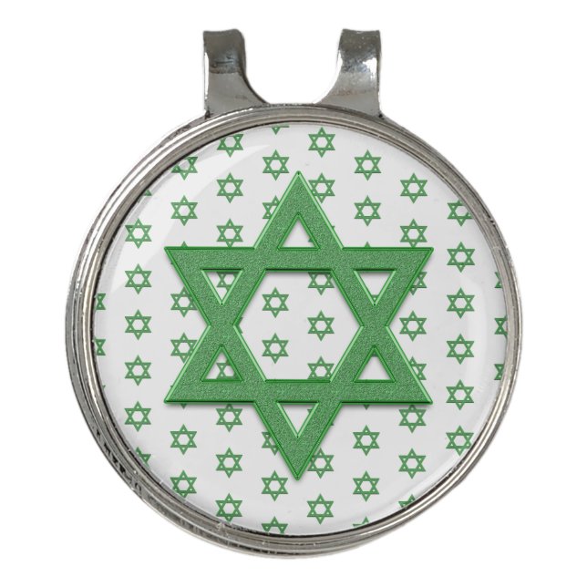 Green Star of David Seamless Golf Hat Clip (Front)