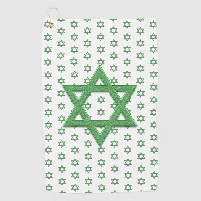 Green Star of David Seamless Golf Towel (Front)