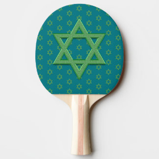Green Star of David Seamless Ping Pong Paddle