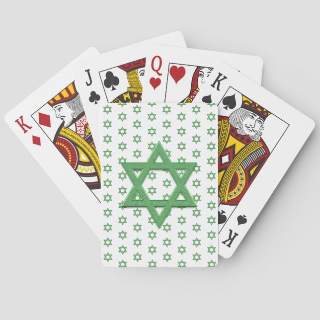 Green Star of David Seamless Poker Cards (Back)