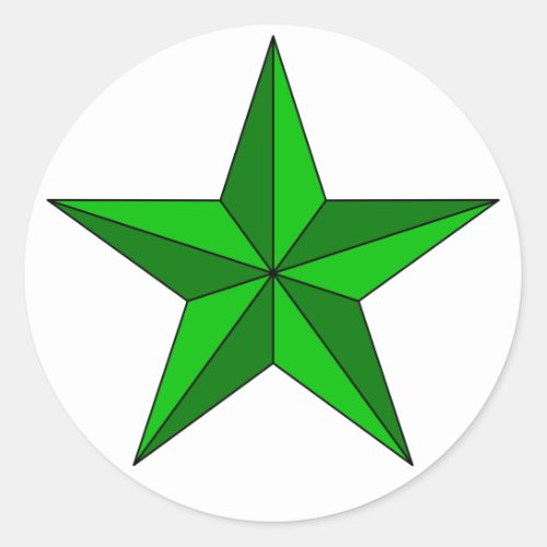 Green Star on Circle Classic Round Sticker
