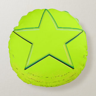 Green Star  Round Pillow