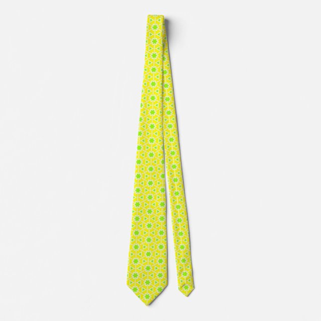 Green Star Terrazzo Pattern Neck Tie (Front)