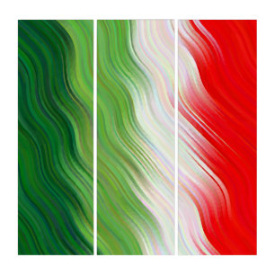 Green, Star White And Red Clover Broken Ombre Triptych