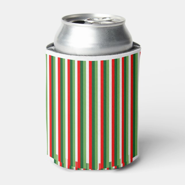 Green, Star White And Red Clover Pinstripes Can Cooler (Can Front)