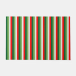 Green, Star White And Red Clover Pinstripes Doormat