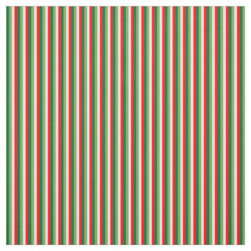 Green, Star White And Red Clover Pinstripes Fabric