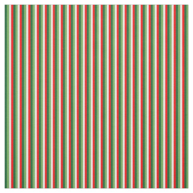 Green, Star White And Red Clover Pinstripes Fabric (Swatch)