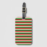 Green, Star White And Red Clover Pinstripes Luggage Tag
