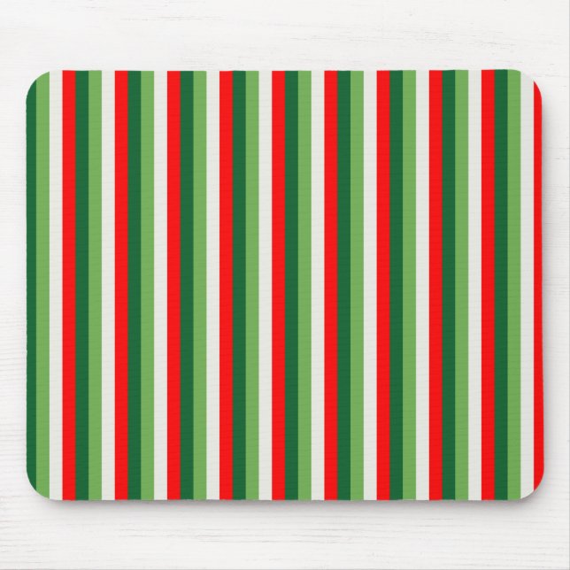 Green, Star White And Red Clover Pinstripes Mouse Pad (Front)