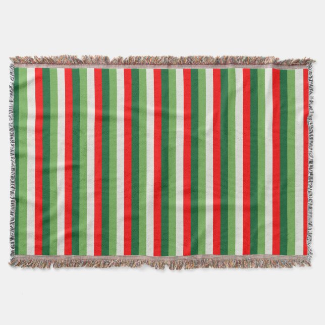 Green, Star White And Red Clover Pinstripes Throw Blanket (Front)