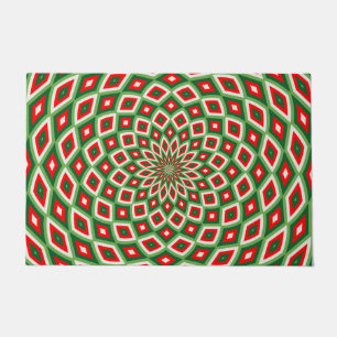 Green, Star White and Red Dome Effect Pattern Doormat