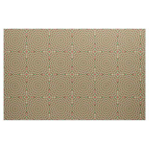 Green, Star White and Red Dome Effect Pattern Fabric