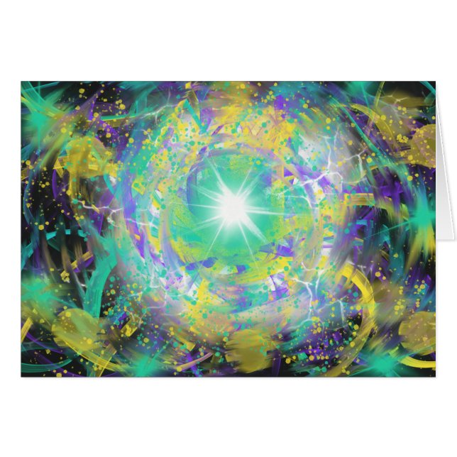 Green Starburst Colourful Funky Psychedelic Art Cards (Front Horizontal)