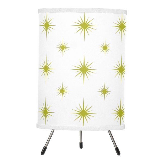 Green Starburst Pattern Atomic Era Mid-century Tripod Lamp (Front)