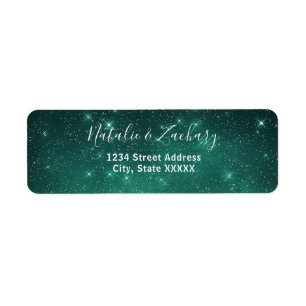 Green Starry Night Celestial Return Address Label