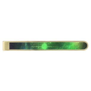 Green Stars and Nebula Tie Bar