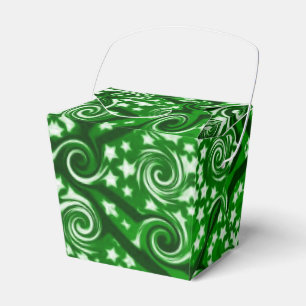 Green Stars and Swirls Pattern Take Out Favor Box