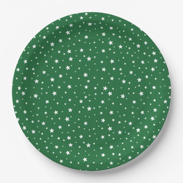 Green Stars Christmas Plates - Holiday Party Paper (Front)
