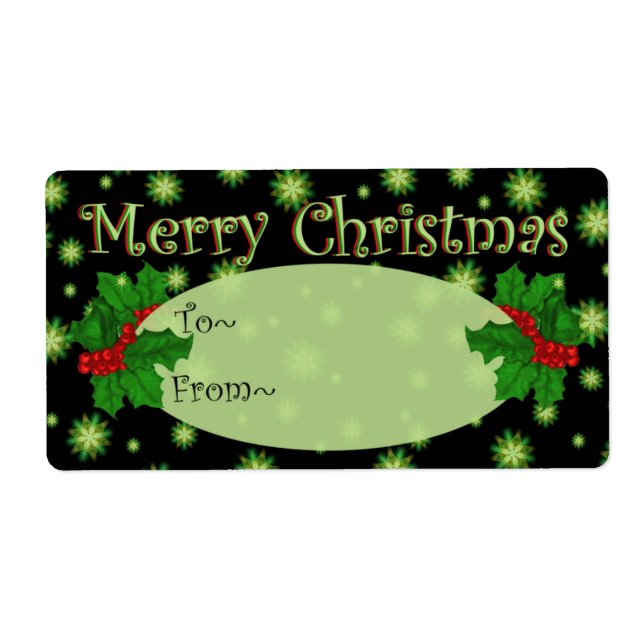 Green Stars Fantasy Christmas Gift Tags (Front)