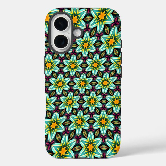 Green Stars Floral Pattern Case-Mate iPhone Case (Back)