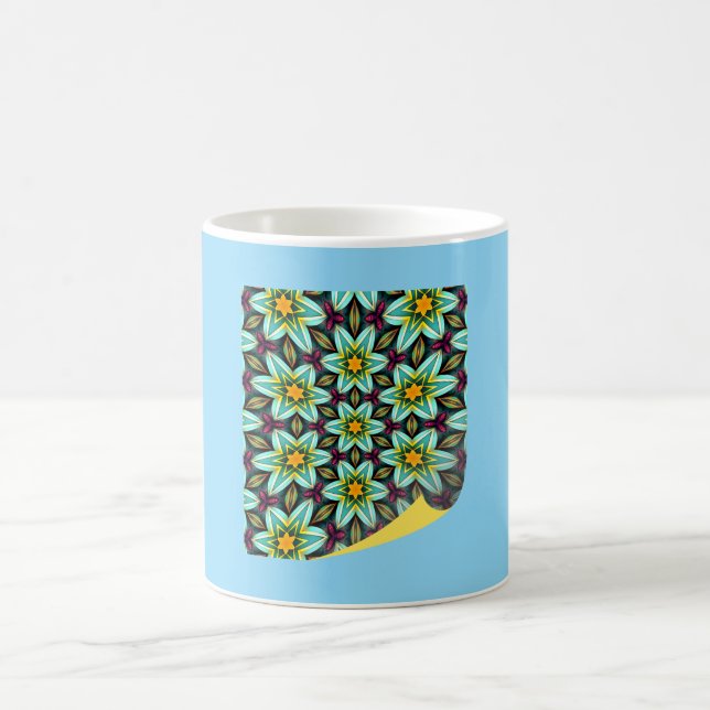 Green Stars Floral Pattern Color Morph Mug (Center)