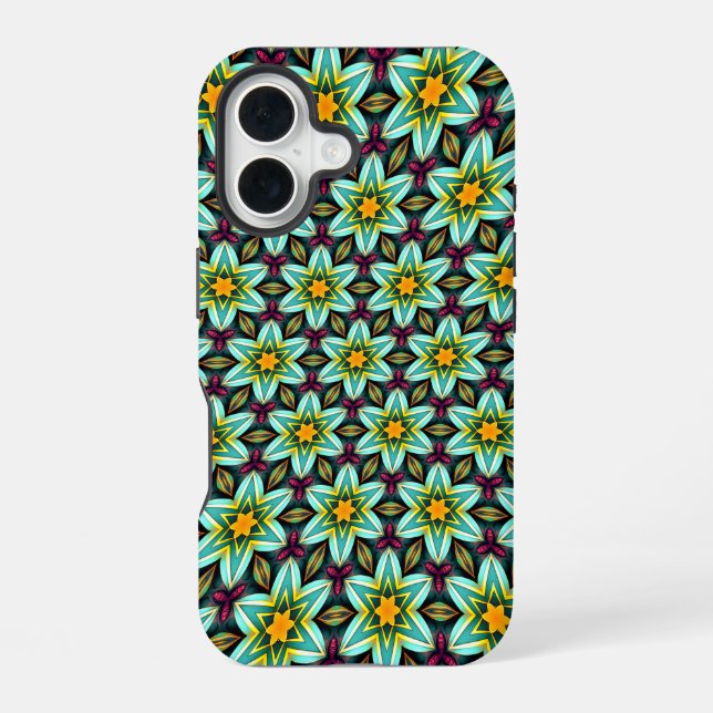 Green Stars Floral Pattern Iphone Case (Back)