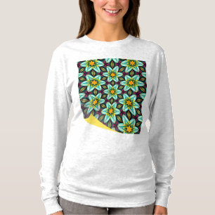 Green Stars Floral Pattern T-Shirt