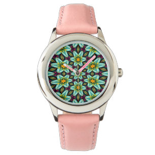 Green Stars Floral Pattern Watch