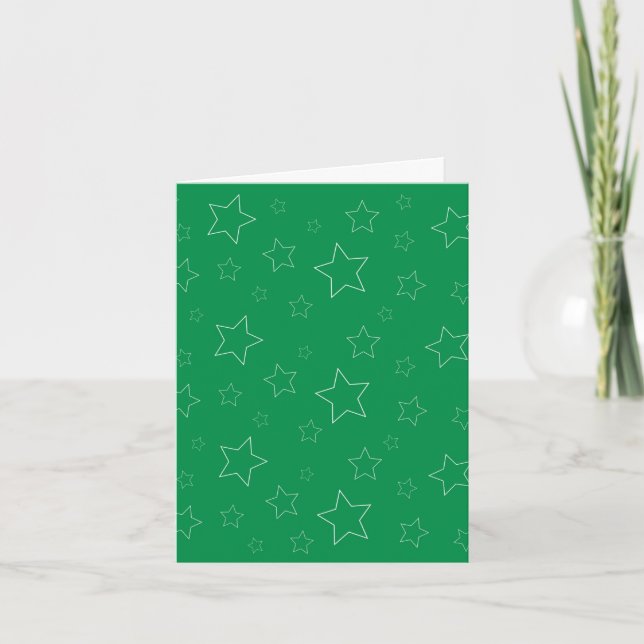Green Stars Folded Note Card (Front)
