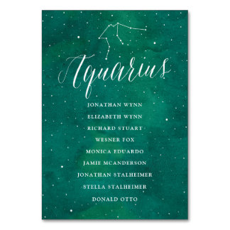 Green Stars Galaxy Seating Chart Card Aquarius