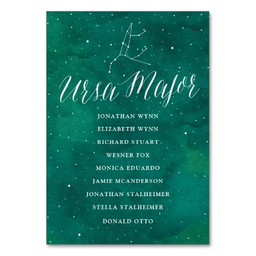 Green Stars Galaxy Seating Chart Card Ursa Major