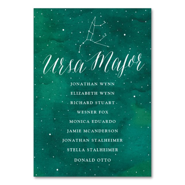 Green Stars Galaxy Seating Chart Card Ursa Major (Front)
