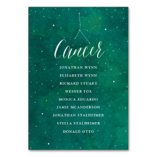 Green Stars Galaxy Wedding Seating Plan Cancer Table Number