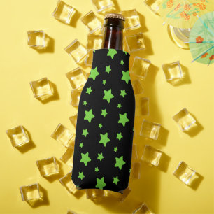 Green stars on black pattern bottle cooler