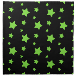 Green stars on black pattern cloth napkin