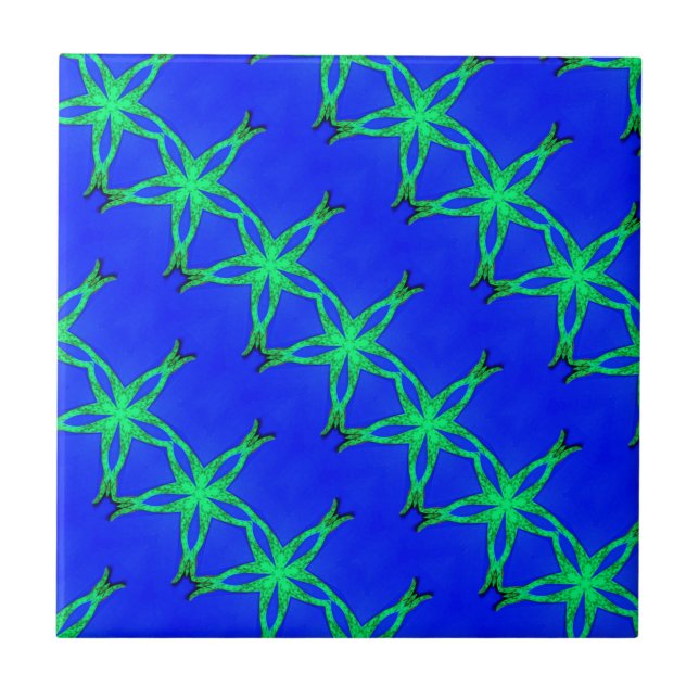 green stars on blue tile (Front)