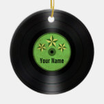 Green Stars Personalized Vinyl Record Album Ceramic Ornament at Zazzle