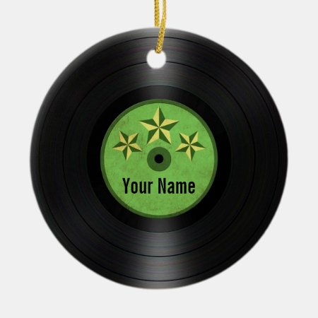 Green Stars Personalized Vinyl Record Album Ceramic Ornament