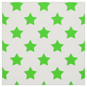 Green Stars White Background Textile Fabric