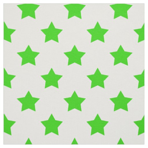 Green Stars White Background Textile Fabric