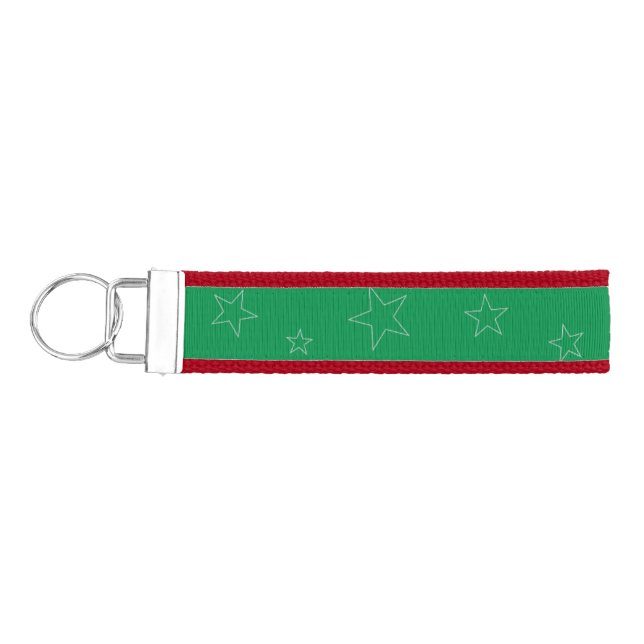 Green Stars Wrist Strap Keychain (Keys on Left)