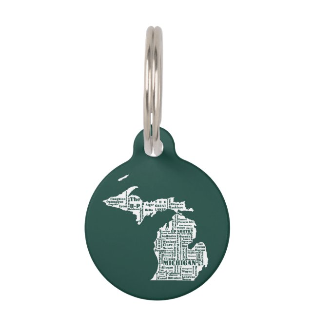 Green State of Michigan Cities Pet ID Tag (Front)