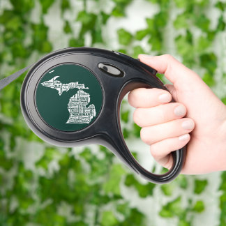 Green State of Michigan Cities Retractable Pet Leash