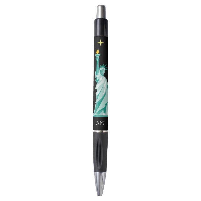 Green Statue of Liberty Image & Monogram Pen (Front Vertical)