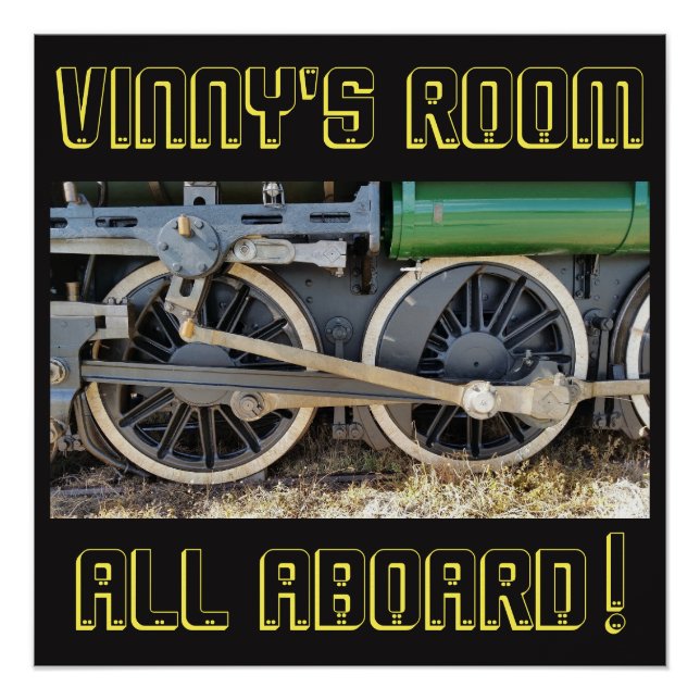 Green Steam Engine Train Wheels Poster (Front)