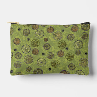Green Steampunk Gear Medallions Accessory Pouch